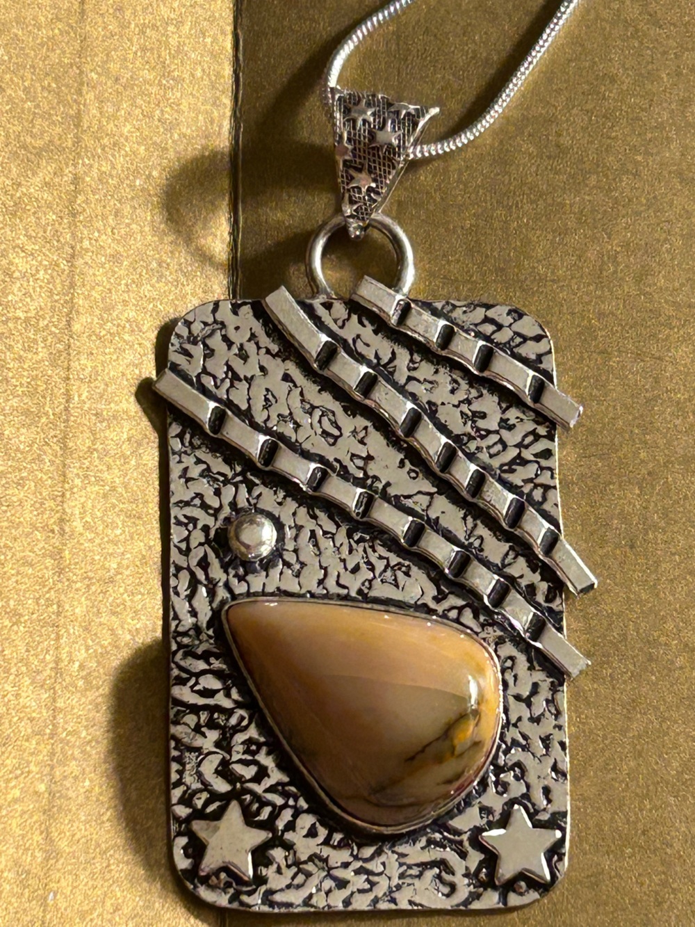 NWOT Necklace Mookaite stone & Stars .925 Sterling Silver-plated